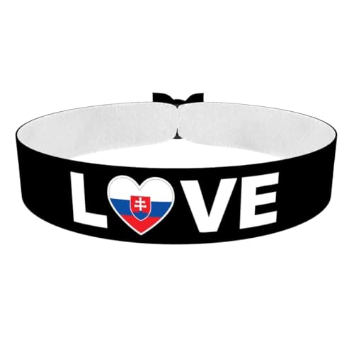 Druck-Palast Love Slovaquie - Accessoire en tissu noir - Bijou en satin résistant à l'eau - Création artisanale unisexe - Idée cadeau voyage - Bracelet d'amitié et de fierté nationale