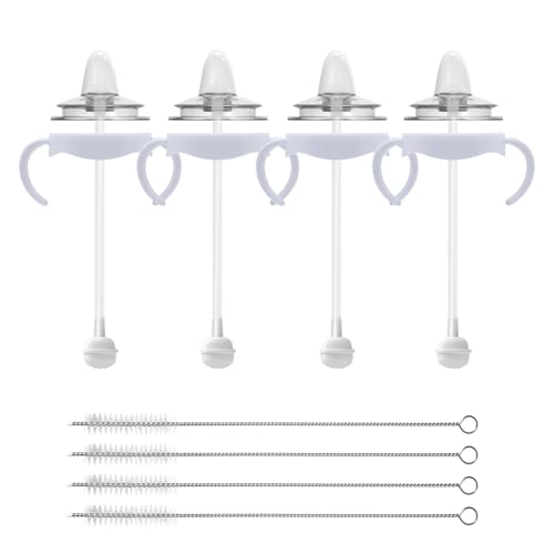 Sippy Cup Conversion Kit for Philips Avent Natural Baby Bottles Toddler Transition Kit with Food Grade Silicone Straw Top Nipple Weighted Straw Bottle Handle Cleaning Brush BPA-Free 4-Pack 6+
