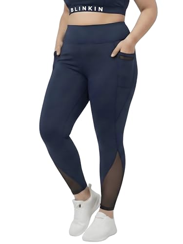 Image of BLINKIN Plus Size Gym Pants for Women's Workout - The Ultimate Yoga Pants | Workout Lowers | Mesh Leggings |Gym Track Pants for Women (PLUSS-2012)