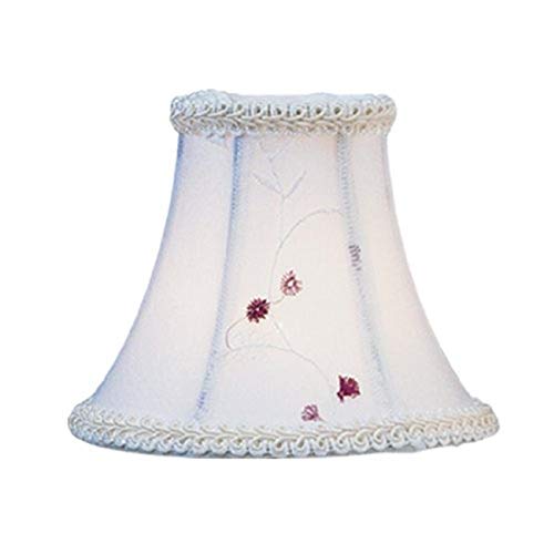 Image of Livex Lighting S221 Embroidered Floral Silk Bell Clip Chandelier Shade, 1 inch x 1 inch x 1 inch, White
