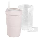 UZG Iced Coffee Tumbler, 45℉ Insulated Beer Mug for Freezer, (Ice-Free) Double-walled Freezable Slushie Cup with Stainless Steel Liner, Travel Coffee Mug Reusable, with Lid and Straw, 16oz (1, White)
