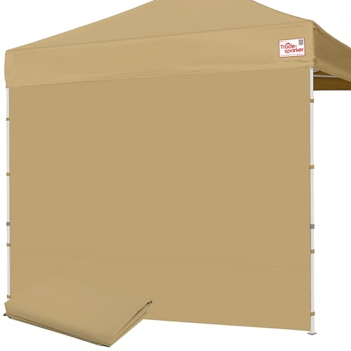 Image of Tradesparker 10x10 Pop Up Canopy Wall with Zipper, 86 inch Height Instant Canopy SunWall Tent Sidewalls for 10x10 Pop Up Tent,1 Pack Sidewall Only,Khaki