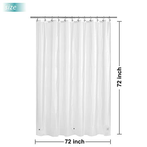 Image of Mrs Awesome Shower Curtain Liner with Magnets, 72x72 Frosted PEVA Plastic Shower Curtain for Bathroom, Lightweight & Waterproof, 72 x 72, Frost