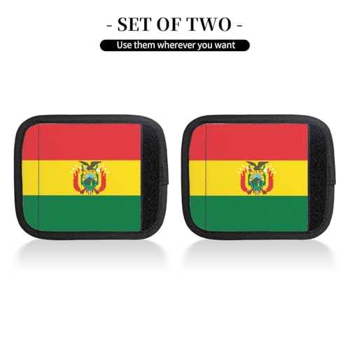 2 Pcs Luggage Handle Wraps, Flag of Bolivia Print Grip Handle Cover/Travel Bag Identifier for Suitcase Accessories2