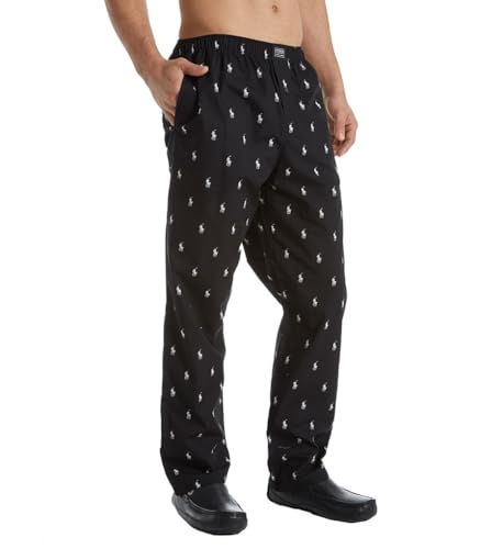 Image of POLO RALPH LAUREN Men's Big Man Printed Polo Woven Pajama Pant, RY27RX, Black /White, 2XL