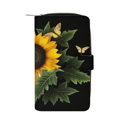 Weed with Sunflower Wallet Multifunctional Wallets for Men Compact Wallet Purse Passport Bag