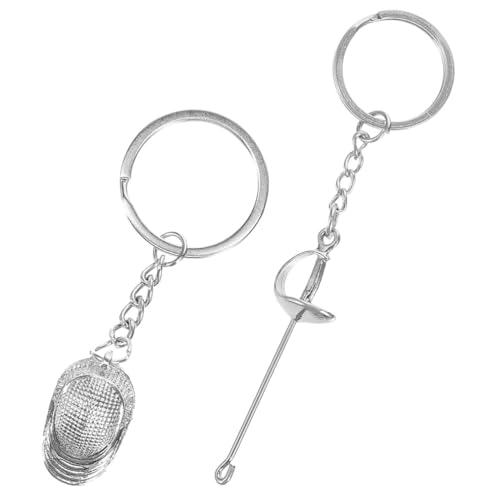 Porte-clés escrime en métal argenté : lot de 2 pendentifs solides pour passionnés