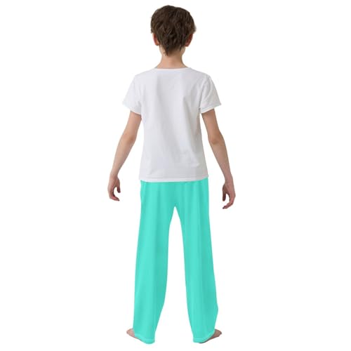 ZZXXB Mint Green Boys Long Pants Soft Trousers Elastic Waist Kids Lounge Bottoms with Pockets S-XL3