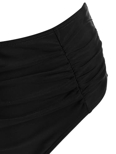 DRESSFO Women's Tankini Swimsuits Two Piece Padded Ruffled Flounce Bikini Set Ruched High Waisted Gothic Bathing Suit4