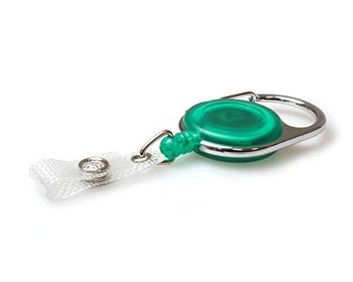 Green Badge Reel with Retractable Carabiner for ID Cards, Pack of 50 — image 1