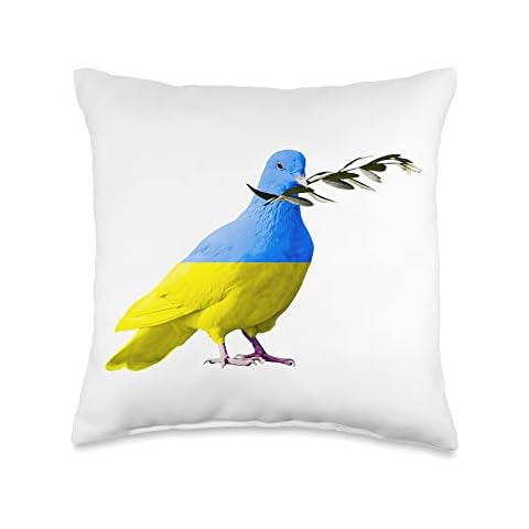 HIRQUITICKE Sunflower Ukrainian Flag Stand with Ukraine Throw Pillow, 16x16, Multicolor Cover