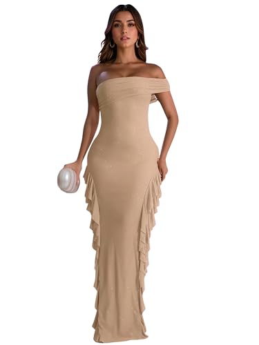 Image of Figdaw Fully Lined Soft Sequin Evening Dress for Women Formal,Wedding,Prom,Gala