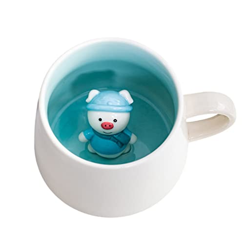 Biigming Tasse Cochon 3D Tasse Aniaml en Céramique 350 ml Mug Humour Faite à la Main comme Cadeaux pour Noël, Anniversaire, Femmes, Enfants(Cochon)