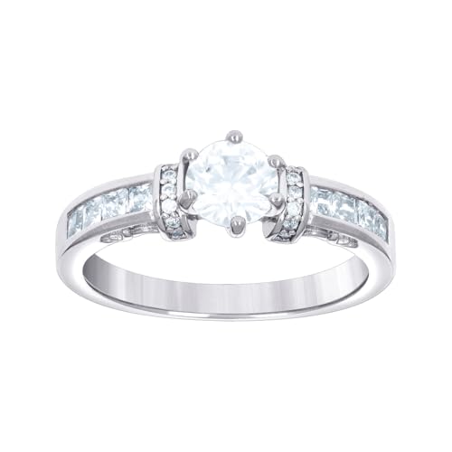 Bague de fiançailles femme argent sterling 925 et zircone ronde d'exception