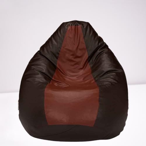 Bean Bag Cover, Light Brown and DAR Brown Dual Colour, Leatherette Material-image-49