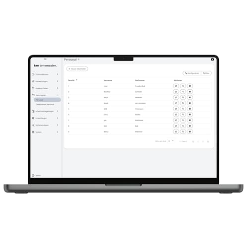 Timemaster WEB Zeiterfassungssystem für 10 Mitarbeiter, inkl. Software für die Mitarbeiterverwaltung, Buchungen der Arbeitszeiten auch im Home Office, erweiterbar um Timemaster Geräte und Funktionen
