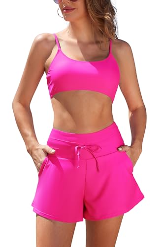 SHEKINI Damen 2-teilige Badeanzüge Bralette Badeanzug High Waisted...