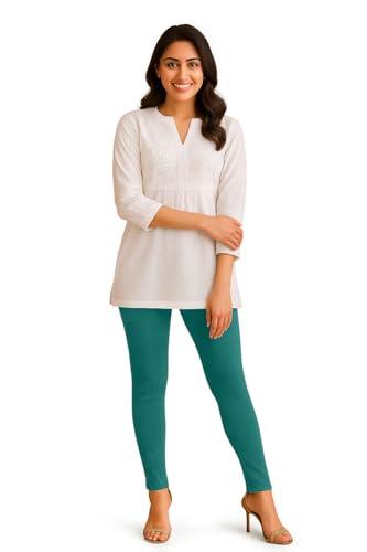 Image of Amazon Brand - Anarva Women's Super Cotton Combed Slim Fit Elastane Stretch Comfort Ankle Length Leggings with Ultrasoft Waistband