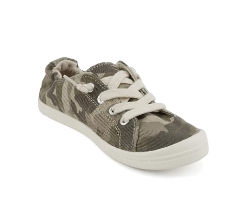 Image of Soda Flat Women Shoes Linen Canvas Slip On Sneakers Lace Up Style Loafers Zig-S