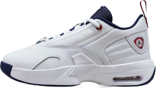 Jordan Max Aura 6 Big Kids' Shoes (FQ8297-100, White/Varsity Red/Midnight Navy) Size 4.5