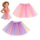 Materiali di Alta Qualità: La nostra gonna tulle bambina da donna è realizzata in fibra di poliestere. Il tessuto della gonna bambina è morbido, leggero, traspirante e ha un buon effetto soffice. La sottogonna tulle bambina è composta da tre strati di tulle, con un design color arcobaleno e combinato con colori diversi