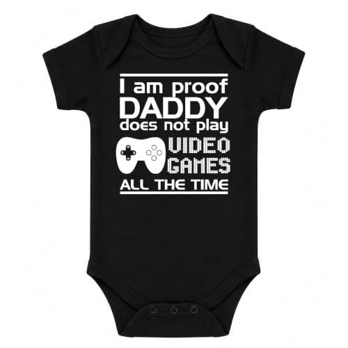 CBTwear Proof Daddy Does Not Play Video Games Baby Bodysuit (6M, BK)