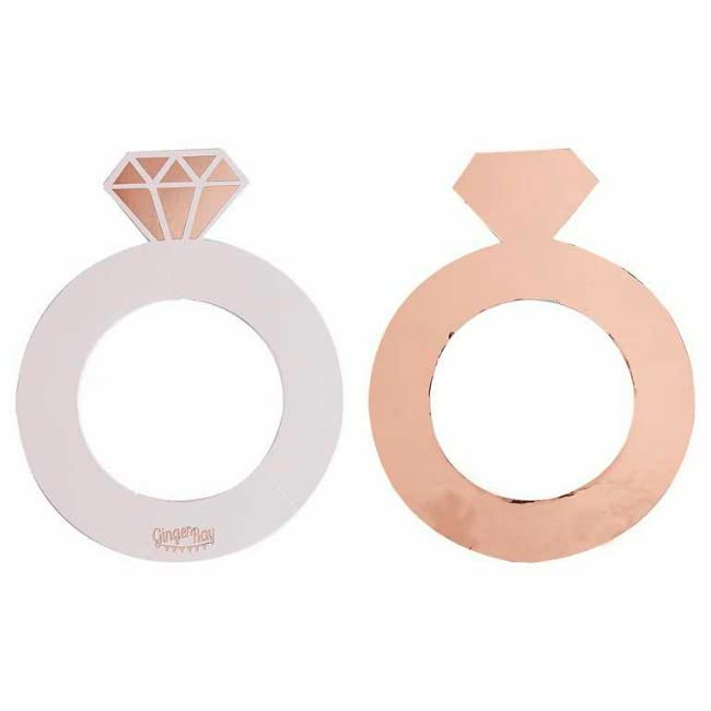 Marqueurs de boisson bague or rose Ginger Ray pour décoration de verre de fête x10