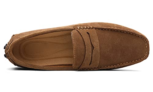 Santimon Mens Driving Penny Loafers Suede Leather Comfortable Casual Slip On Shoes Moccasins3