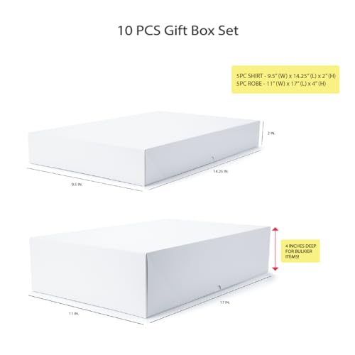 NATIVICO 10 Sturdy White Gift Boxes for Presents - Premium Gift Boxes with Lids - 4-inch Deep Robe Boxes and Shirt Boxes - Image 3