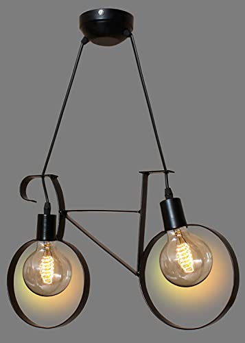 Image of Vintage Black Metallic Hanging Pendant Ceiling Lamp, for Bedroom, Living Room, Hotel, Cafe, Balcony Decor (Cycle Hanging LAMP)