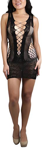 Image of ToBeInStyle Women's Stretch See Through Fishnet Novelty Mini Rave Party Dress
