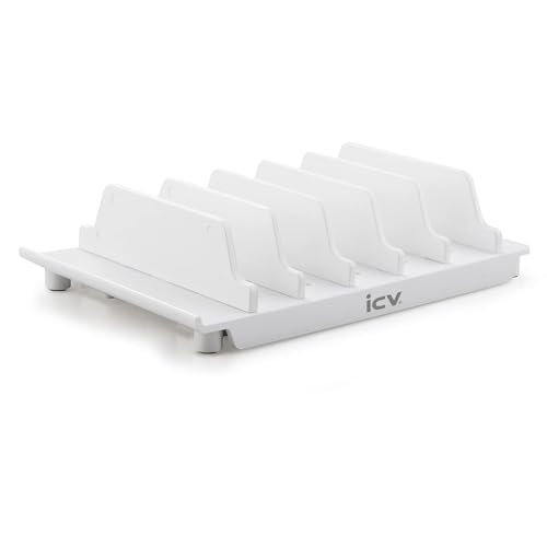 iCV Adjustable Universal Multi Device Organizer Dock Stand Holder, Compatible for iPhone, Samsung Galaxy, Google Nexus, Pixel, All Android Phone-No Charging Port (White)
