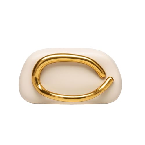 Image of Evening Acrylic Clutch Purses for Women Evening Handbags Crossbody Purse PU Leather with Gold Oval Accent