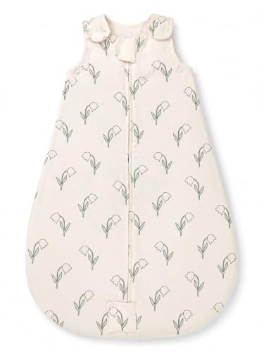 Image of TuddyBuddy Baby Cotton Wearable Quilted Sleeping Bag Blanket 1.5 Tog with 1 Way Zipper Closure | Ideal for Babies & Kids Hypoallergenic Fabrics | (Green Tulips AOP - Beige, 6-12 Months)