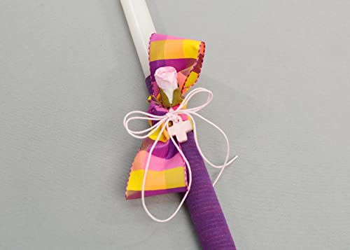 Pink Roses Easter Candles | Greek Orthodox Easter Candle Girls | Pink Rose | Pascha Lambathes