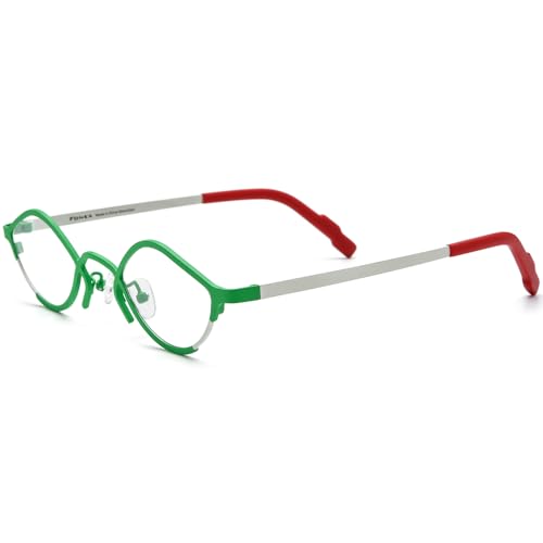 Image of FONEX Colorful Pure Titanium Glasses Frame Women Retro Round Eyeglasses