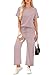 WIHOLL Cruise Outfits for Women 2026 Summer Beach Vacation Clothes Fashion Resort Wear Travel Sets on Plane 2 Piece Comfy Matching Sets Women Clothing Fall Winter Break Pajamas Sets Grey Pink L