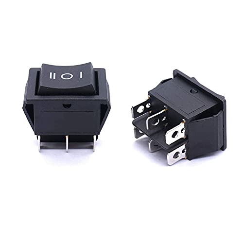 Interrupteur à bascule noir DPDT 6 broches AC 250V 10A pour double circuit inverseur