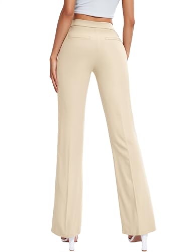 Hybrid & Company Women’s Ultra Stretch Ponte Bootcut Dress Pants – Sleek Pintuck, Pull On, Faux Pockets– Office & Casual3