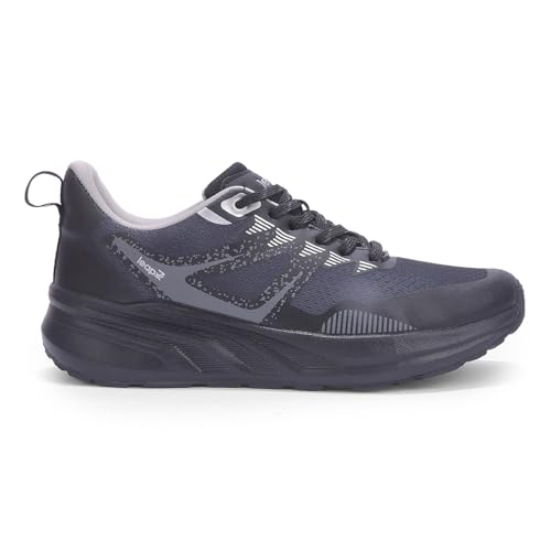 Image of Liberty LEAP7X ROYALESTPE Walking Shoes for Men - Black & Olive Green Lace-Up Sneakers | Memory Foam Cushioned Insole, Lightweight Knit-Mesh Shoes for Daily Walking, Fitness Walks, College & Travel