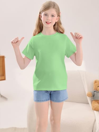 Image of Girls Summer Short Sleeve T Shirts Kids Basic Tees Crewneck Tops 5-14 Years