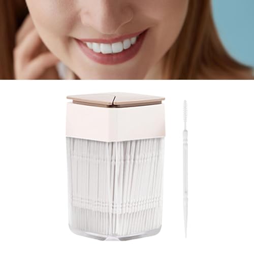 Nevalerra Palillos de Dientes de Polipropileno, Palillos de Dientes de Doble Cabeza con cerdas para Limpieza Profunda, 200 Unidades, para el Cuidado, Plegables, con Caja Transparente para