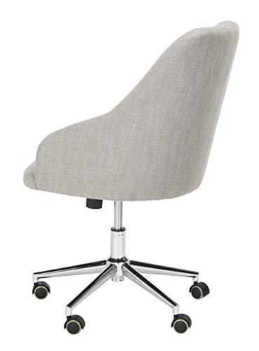 Safavieh Home Evelynn Grey Linen and Chrome Leg Tufted Swivel Office Chair - Image 5