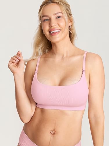 Image of MOMANDA Ribbed Nursing Bras for Breastfeeding | Maternity sleep bralettes, Wireless, Seamless, Soft lift, Comfy, For women