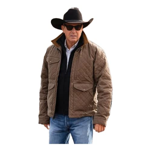 Yellowstone John Kevin Costner Brown Cotton Quilted Jacket For Men