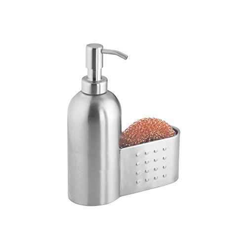 iDesign Forma Brushed Stainless Steel Soap and Sponge Sink Organizer Caddy - 6"