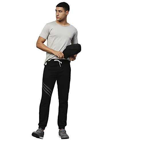 Image of Hubberholme Men's Cotton Blend Slim Fit All Season Wear Track Pants (Slant 3 Stripes Design)
