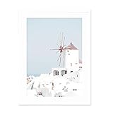 XIANGPEIFBH Pintura sobre Lienzo Paisaje mediterráneo Arte de la Pared Galería de Fotos Carteles e Impresiones Interior para la Sala Marco Decoración 60x80cm (23.6 'x31.5) con Marco