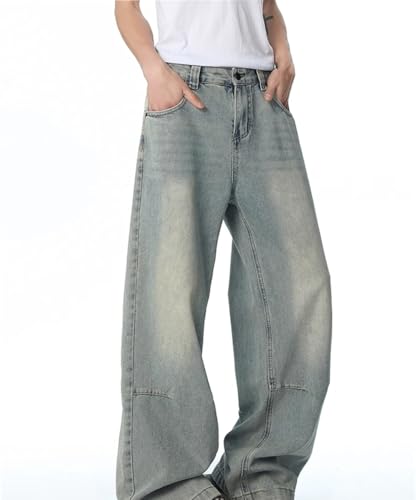 Men's Loose Jeans Blue Y2k Straight-Leg Wide-Leg Pants Street Retro Casual Jeans3