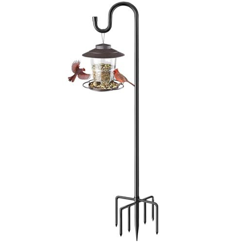 ANIDEER 84' Shepherds Hooks for Outdoor, Heavy Duty Bird Feeder Pole with 7 Prongs Base for Hanging Lantern, Hummingbird Feeder, Plant Baskets, Shepherds Hook for Bird Feeders for Outside, 1 Pack